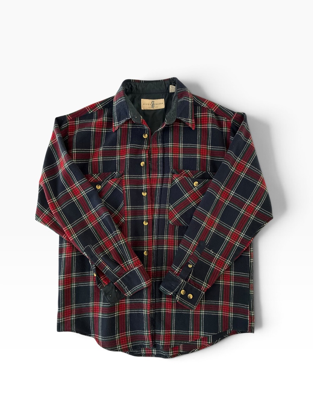 Vintage 90s River Trader Plaid Flannel Shirt Jacket Shacket Medium